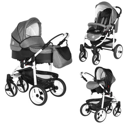 KIDUKU® Poussette Combinée 3 en 1, Trio pour Enfants